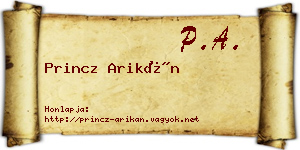 Princz Arikán névjegykártya